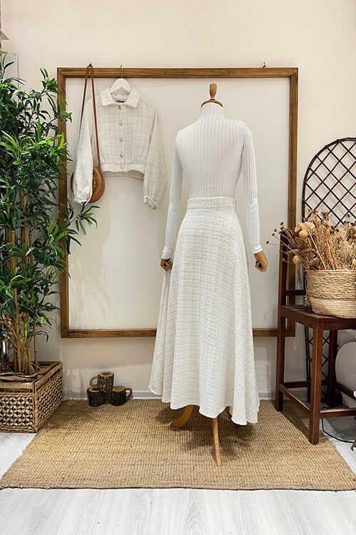 MİNİ CEKET ŞANEL TAKIM Beyaz