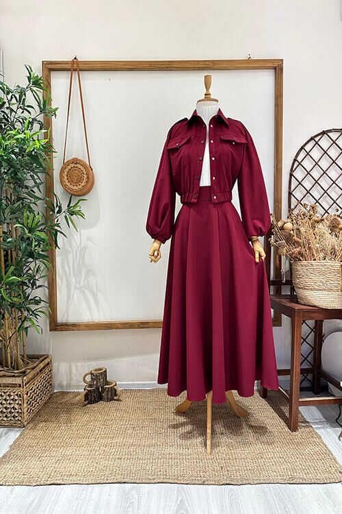 MİNİ CEKET TAKIM Bordo