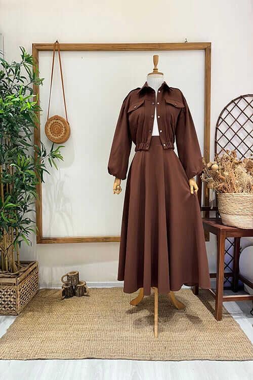 MİNİ CEKET TAKIM Kahve