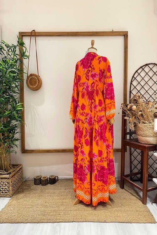 ORANJ FUŞYA ELBİSE