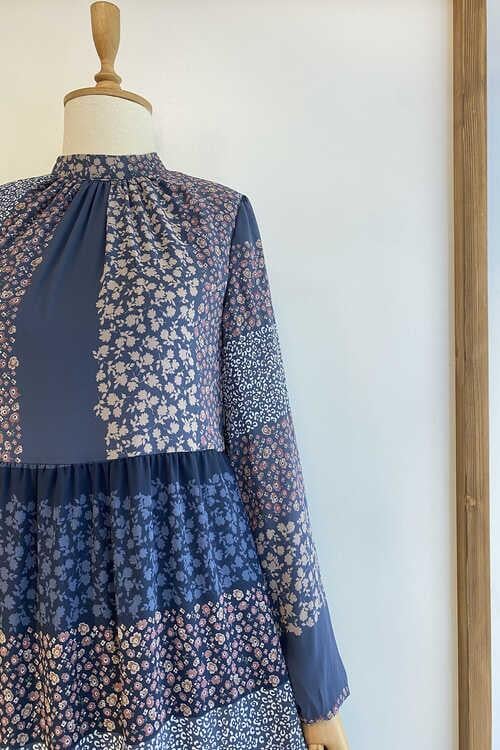 Patchwork Şifon Elbise