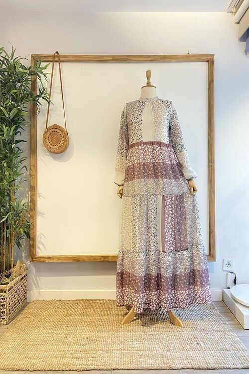 Patchwork Şifon Elbise