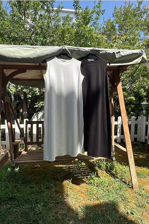 PENYE İÇLİK ELBİSE BEYAZ/SİYAH/TEN