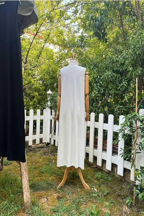 PENYE İÇLİK ELBİSE BEYAZ/SİYAH/TEN