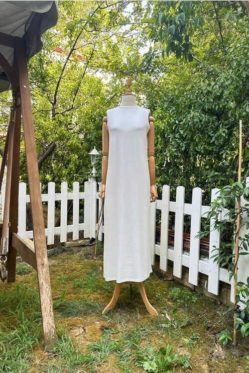 PENYE İÇLİK ELBİSE BEYAZ/SİYAH/TEN