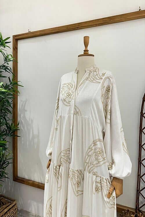 ŞAHMERAN KETEN YALDIZLI ELBİSE Taş