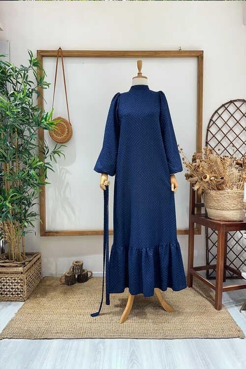 SİMLİ ELBİSE LACİVERT