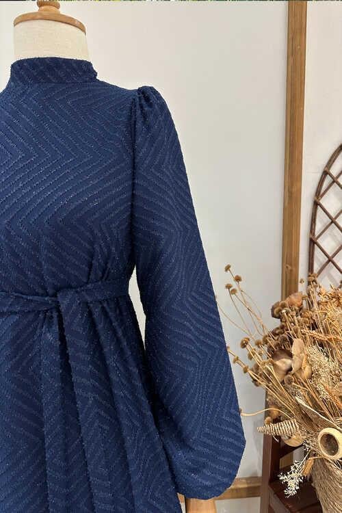 SİMLİ ELBİSE LACİVERT