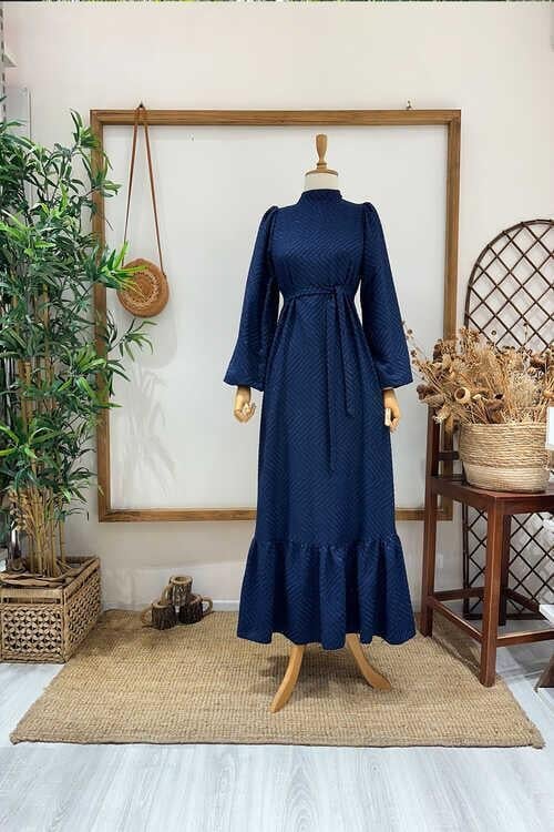 SİMLİ ELBİSE LACİVERT