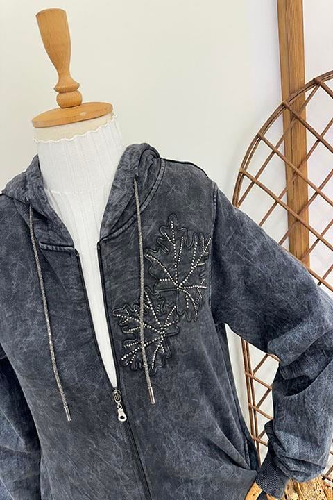 TAŞ ÇİÇEKLİ İTHAL KAP Siyah