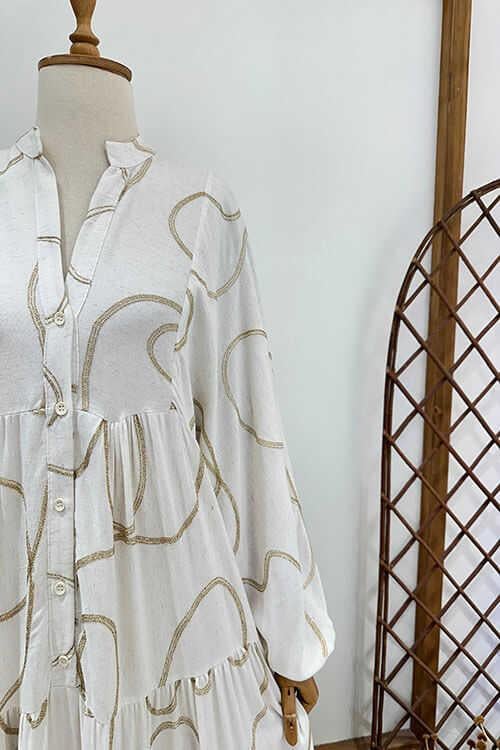 VERRA YALDIZLI KETEN ELBİSE Taş