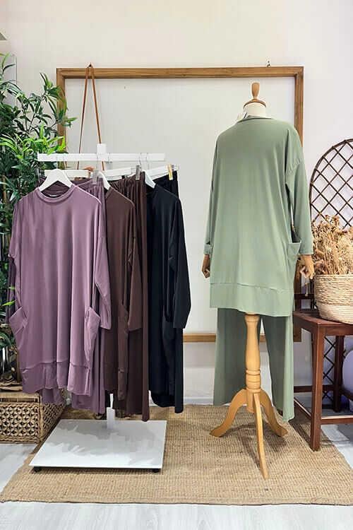 YANLARI CEPLİ SANDY TAKIM