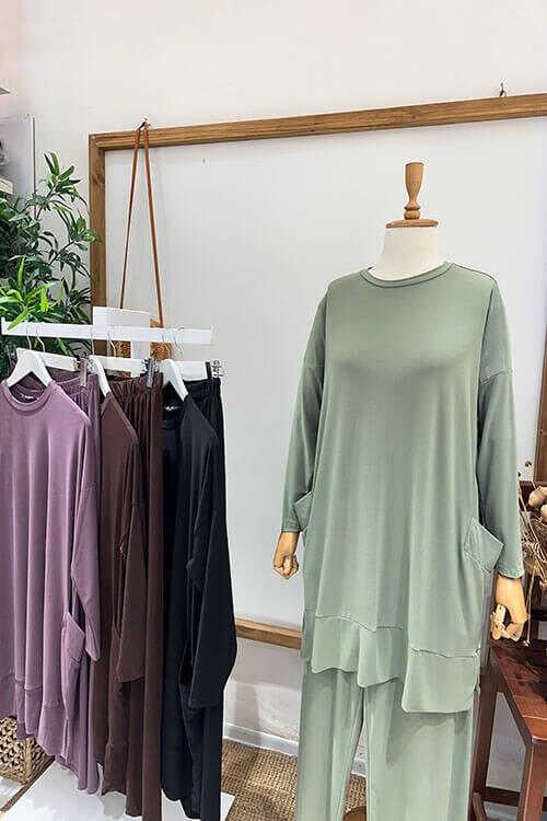 YANLARI CEPLİ SANDY TAKIM