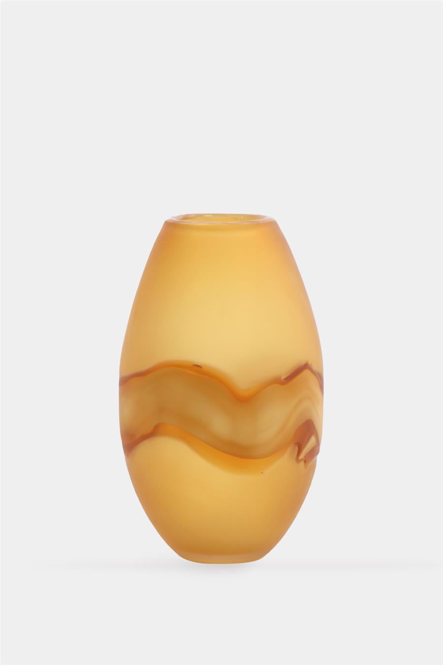 Oranj Buzlu Degrade Cam Vazo 17 x 28 cm