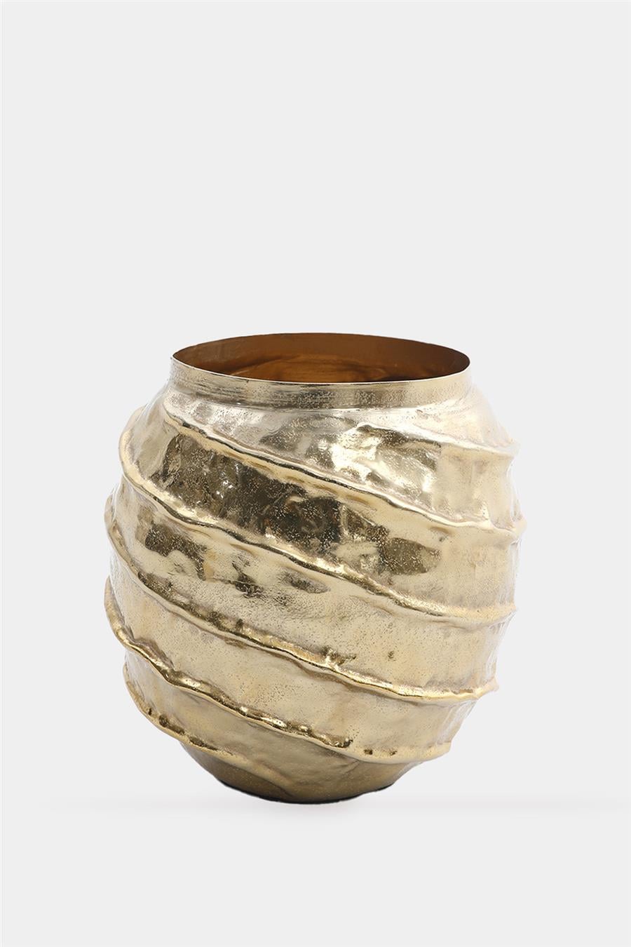 Shiny Gold Spiral Metal Vazo 24 x 25 cm