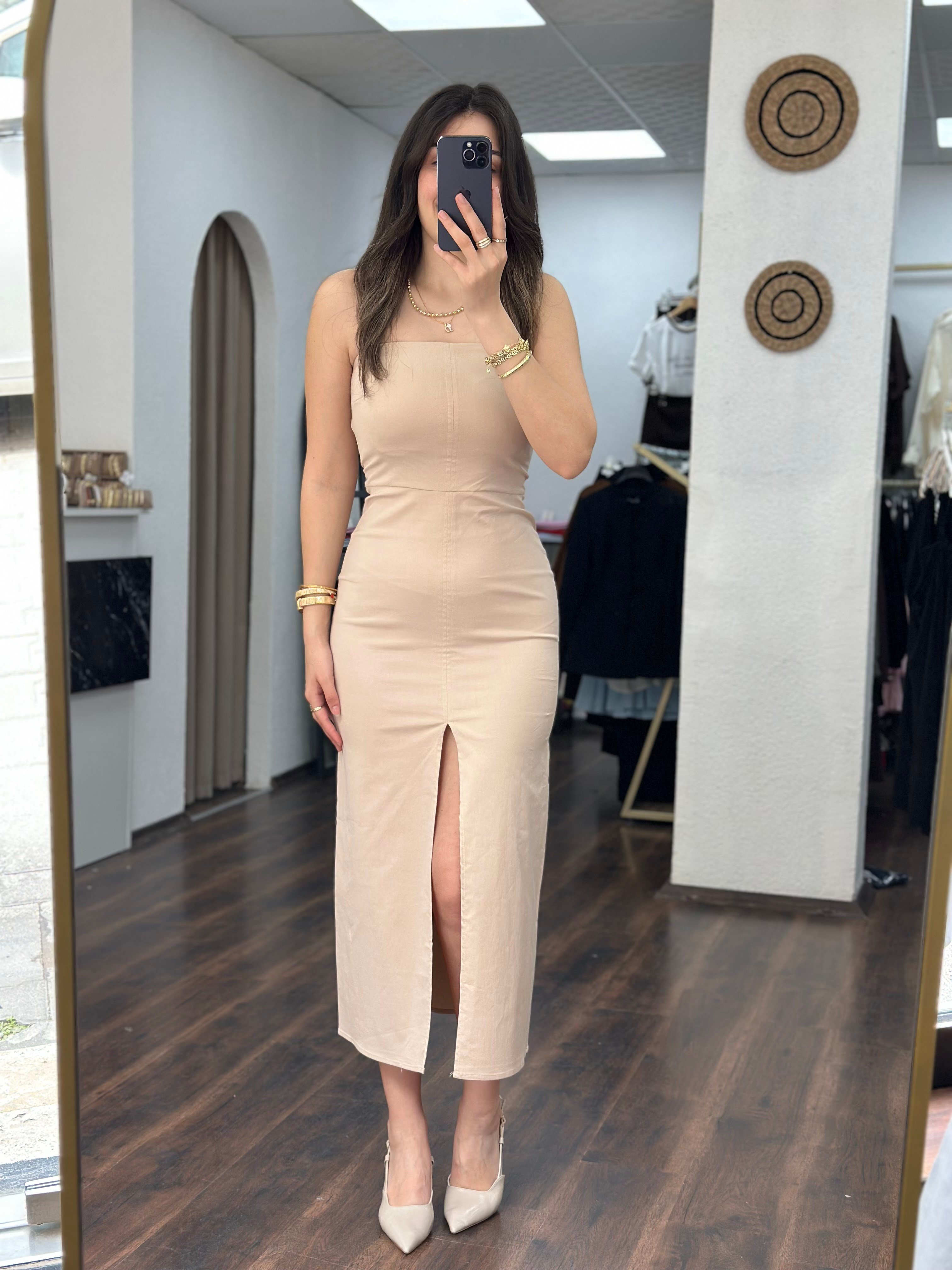 Dilvin Straplez Midi Elbise 