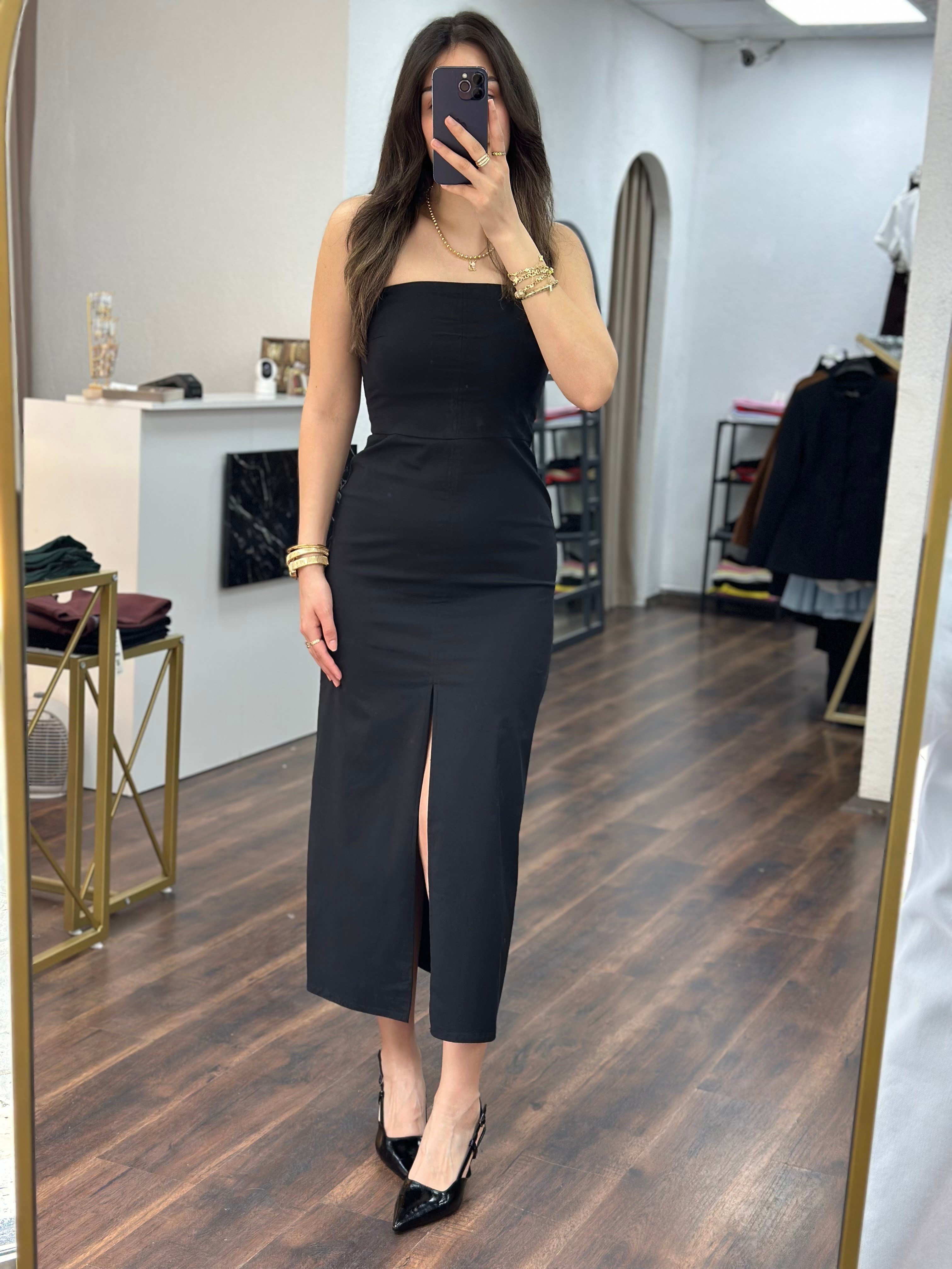 Dilvin Straplez Midi Elbise 