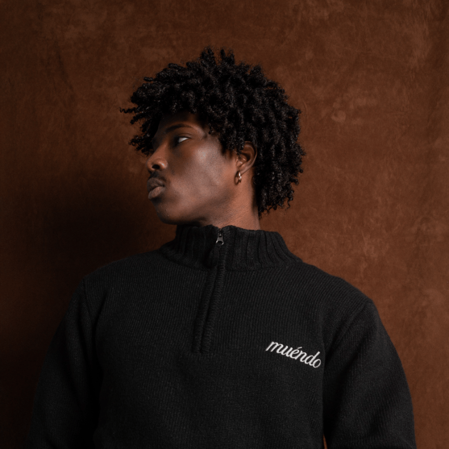 Muéndo Black Half Zipper Tricot