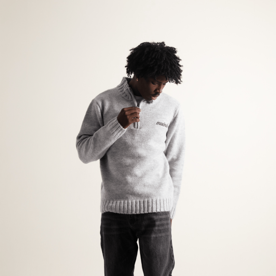 Muéndo  Grey Half Zipper Tricot