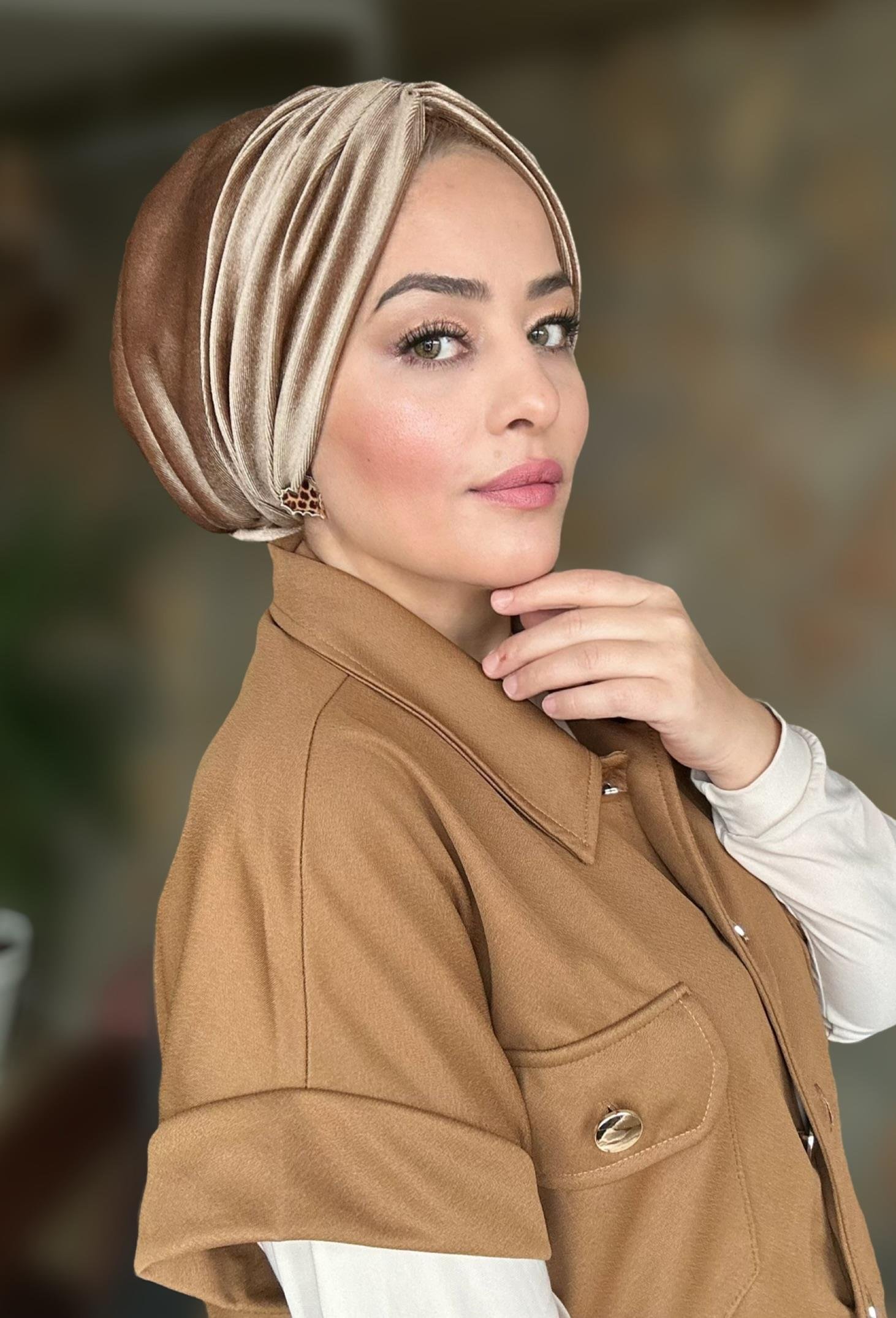  KADİFE SÜTLÜ KAHVE DRAPE DOLGULU BONE