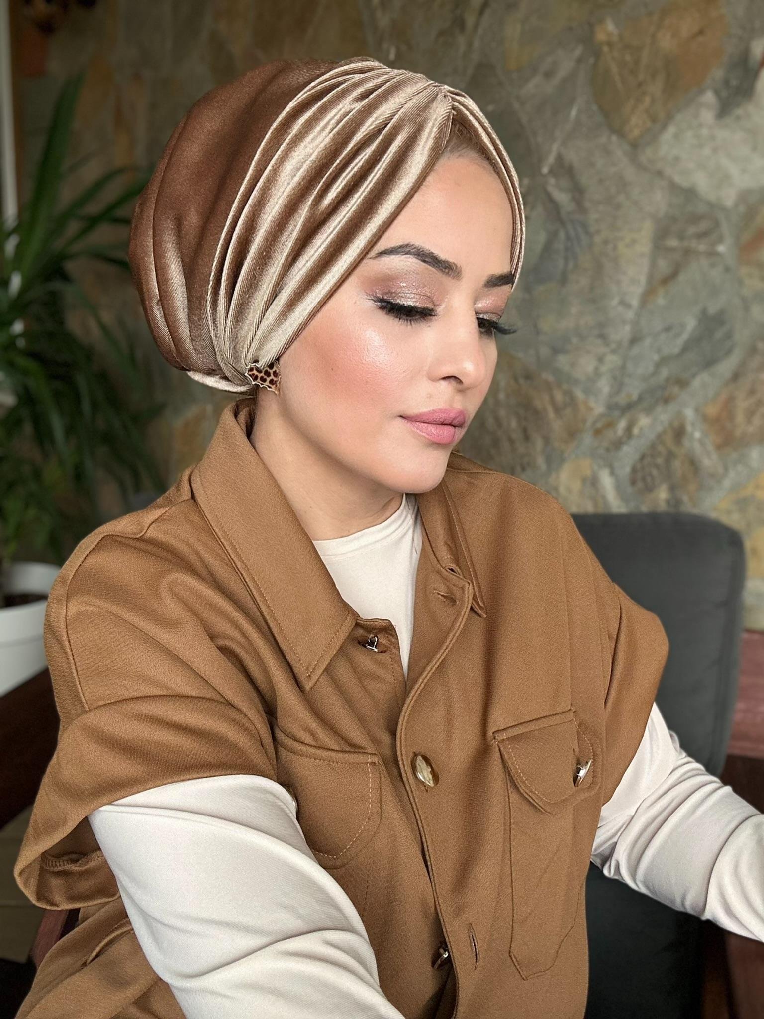  KADİFE SÜTLÜ KAHVE DRAPE DOLGULU BONE