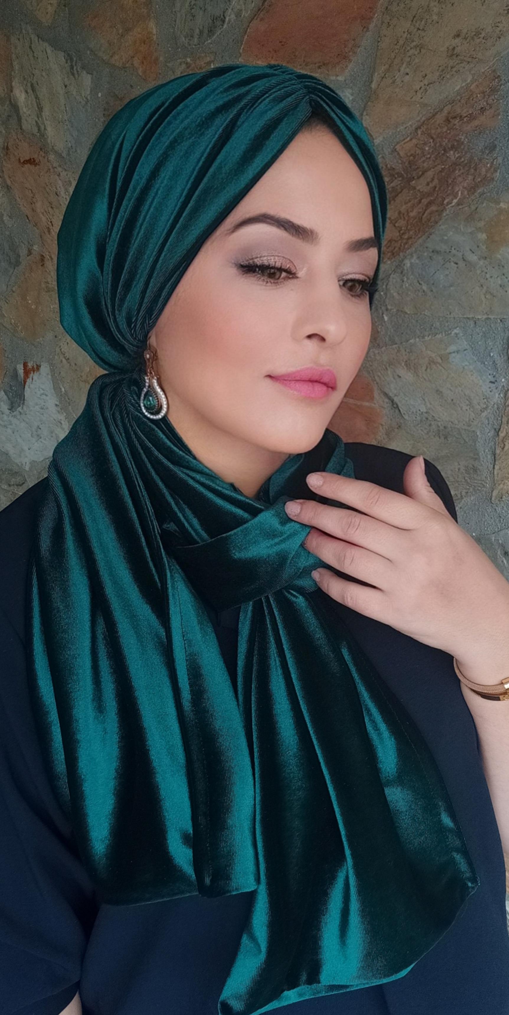  KADİFE ZÜMRÜT ŞALLI DRAPE DOLGULU BONE  TAKIM