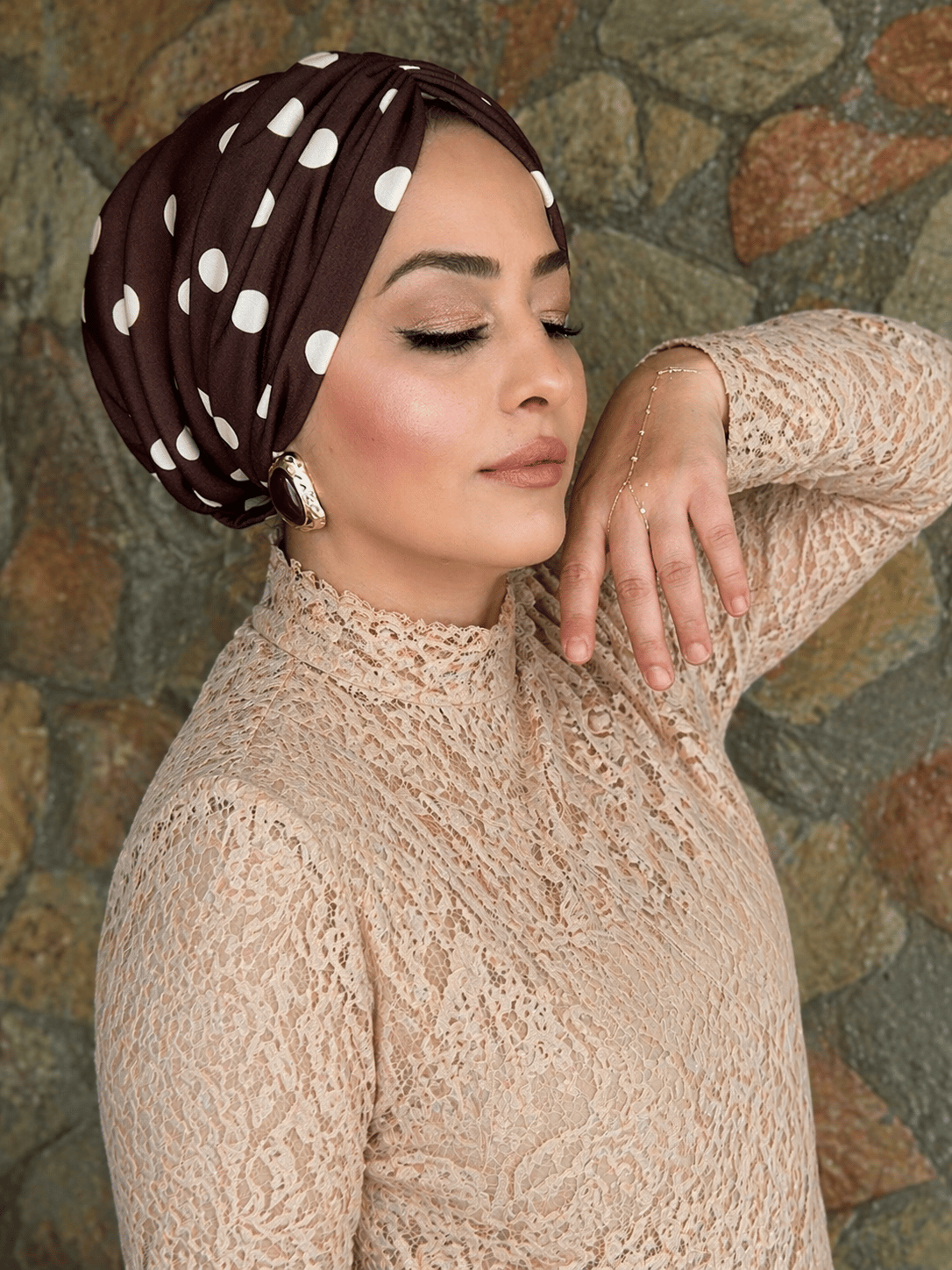 ACI KAHVE PUANTİYELİ DRAPE DOLGULU BONE