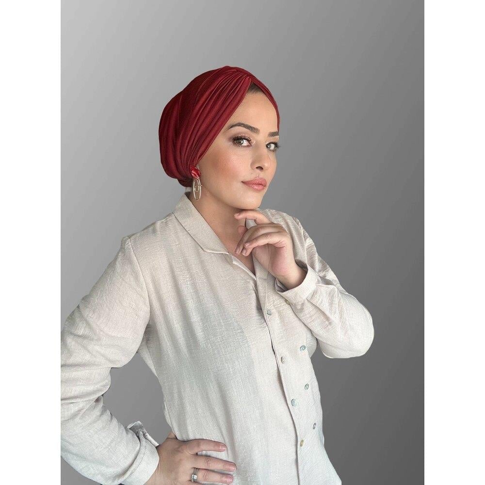 Acık bordo drape dolgulu bone