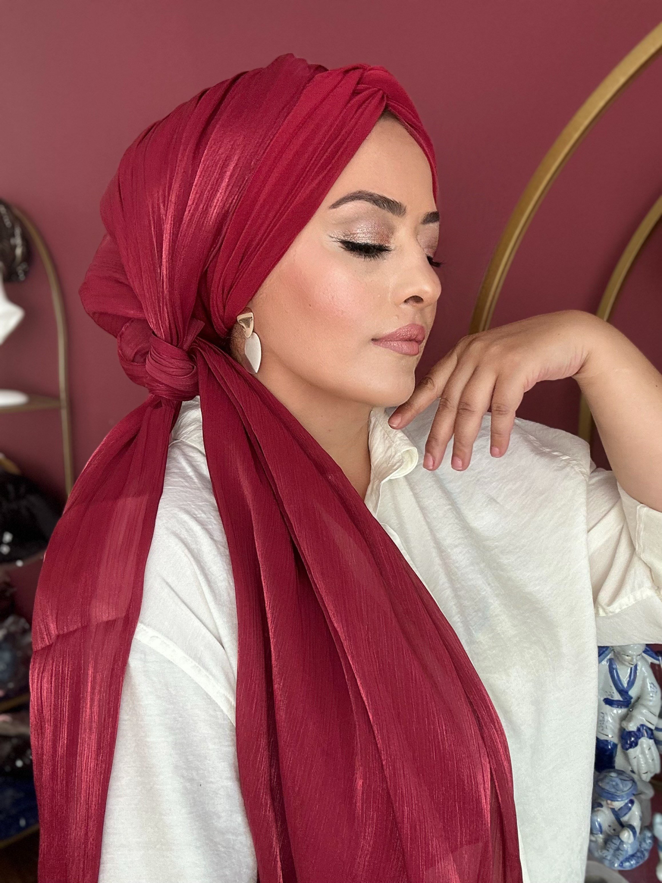 AÇIK BORDO ORGANZE ŞALLI DÜĞÜM DOLGULU BONEŞAL
