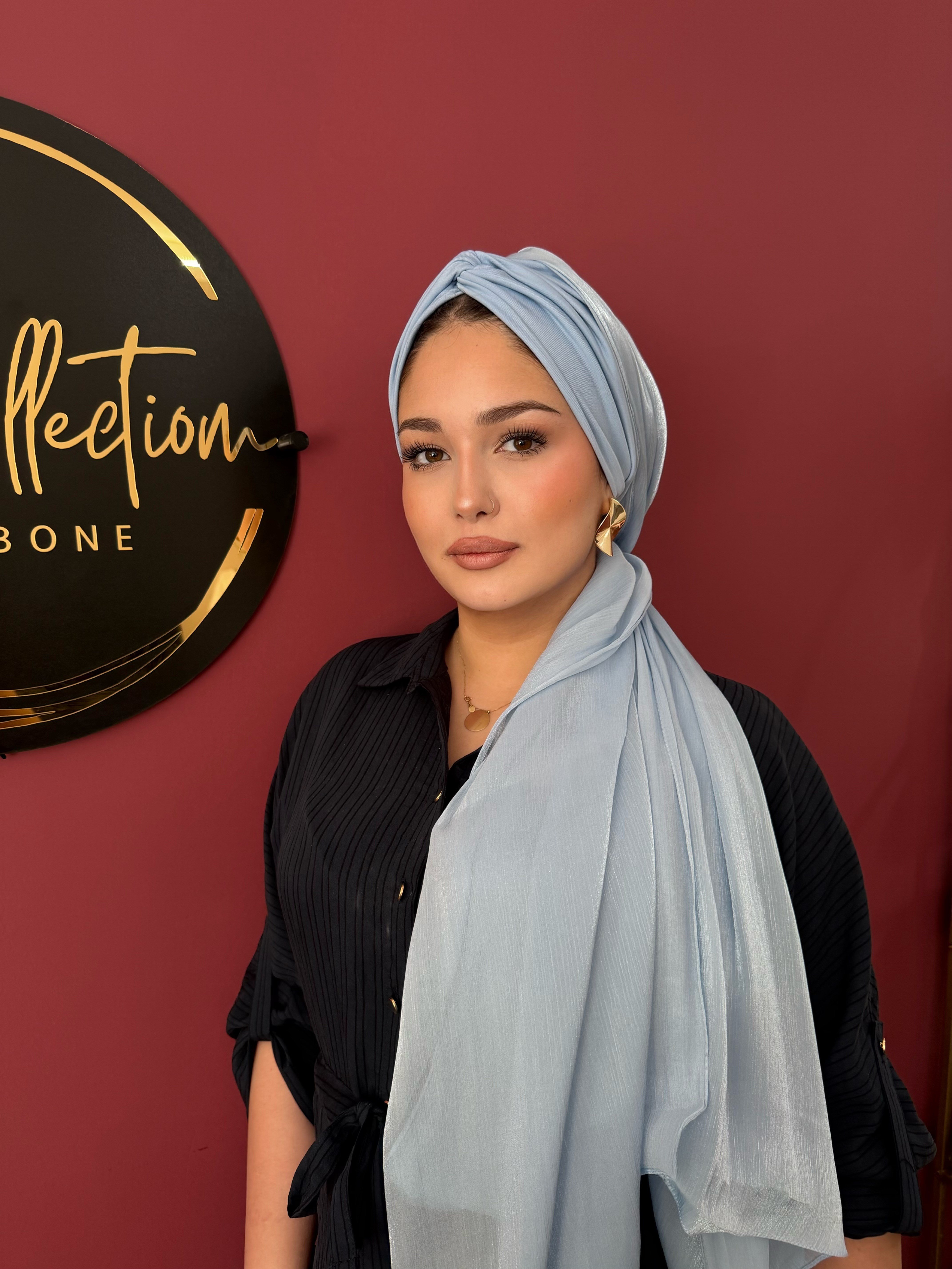 BEBE MAVİ  ORGANZE ŞALLI DÜĞÜM DOLGULU BONEŞAL