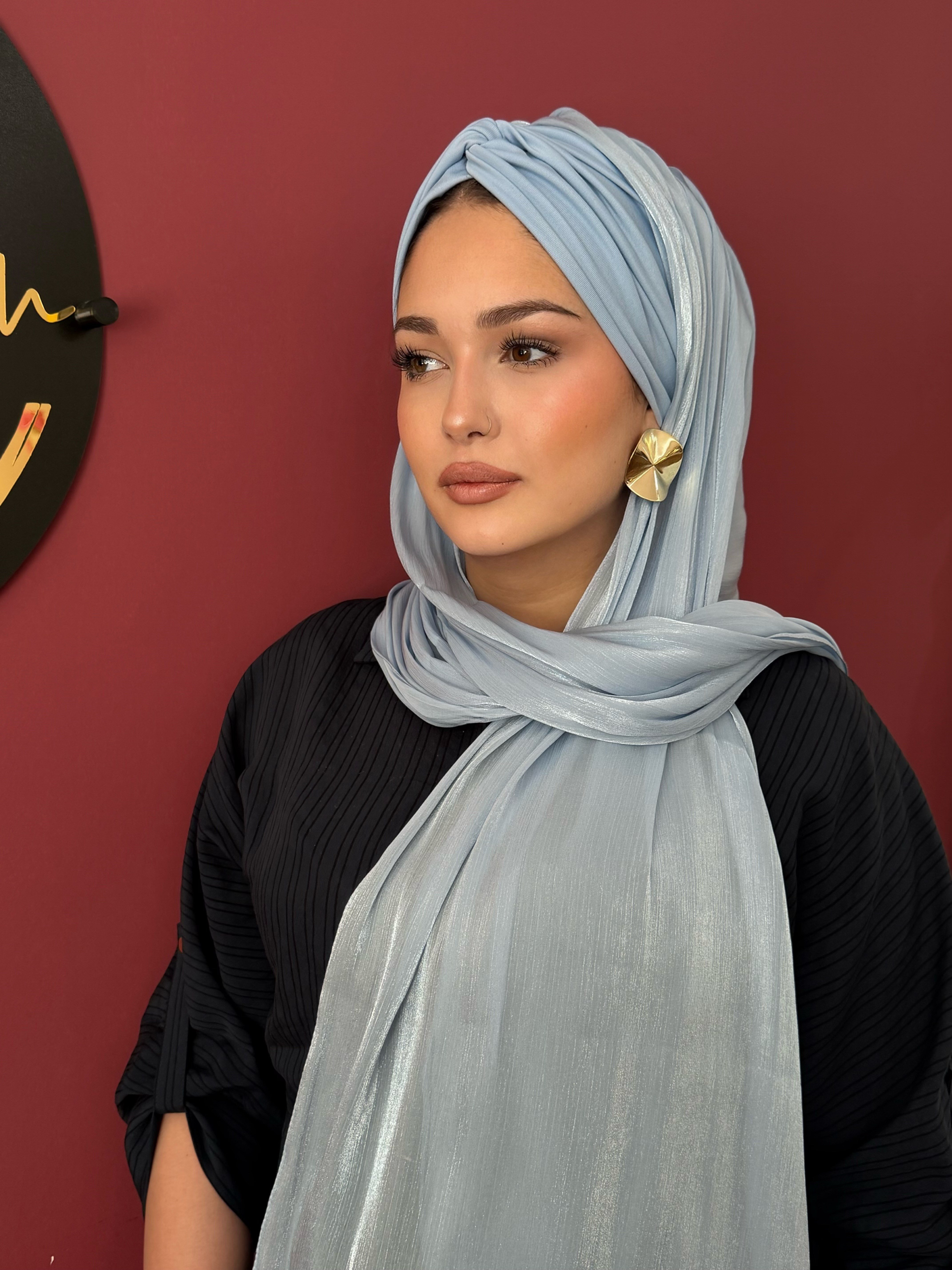 BEBE MAVİ  ORGANZE ŞALLI DÜĞÜM DOLGULU BONEŞAL