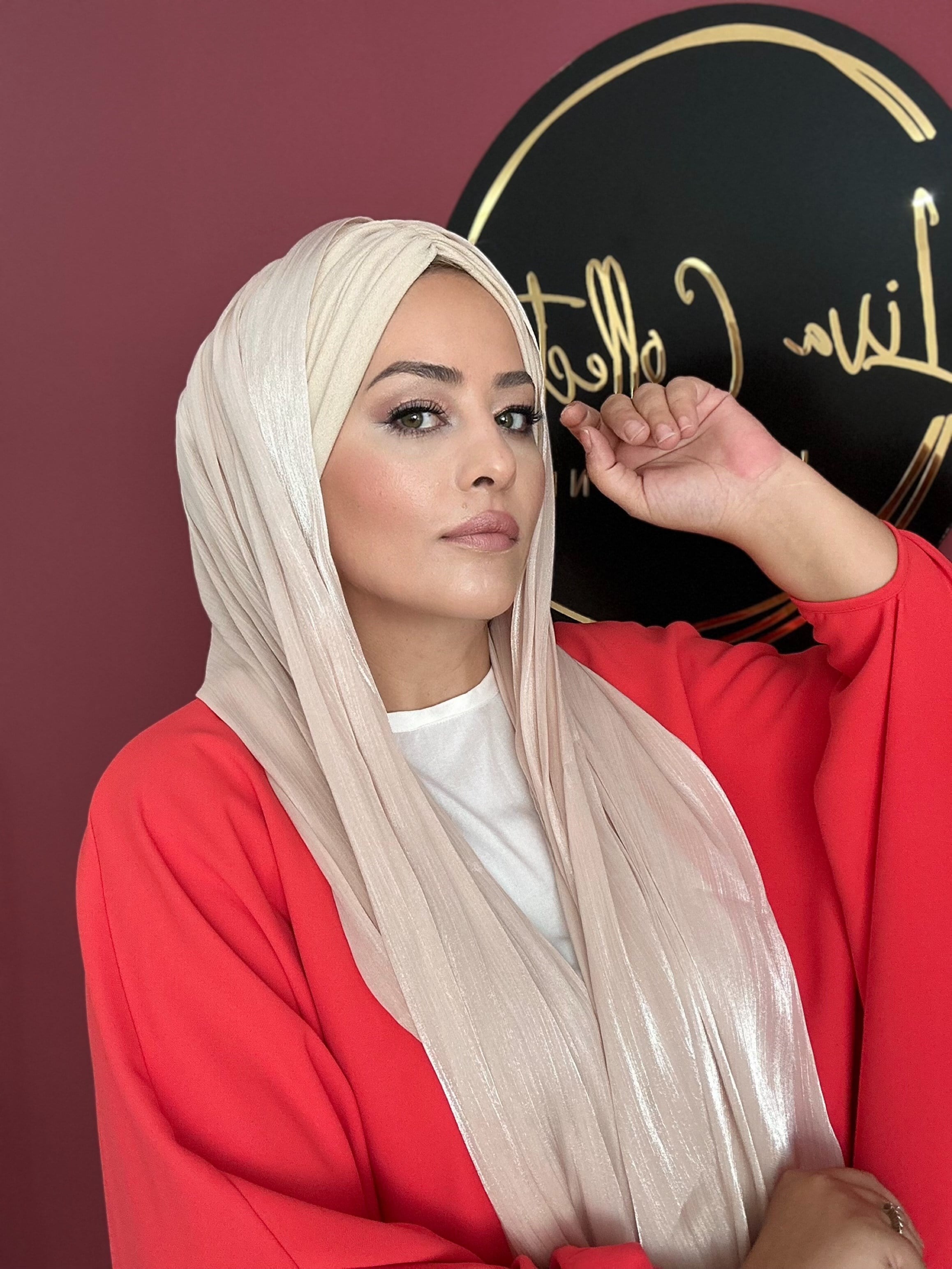 BEJ RENGİ ORGANZE ŞALLI DRAPE DOLGULU BONEŞAL