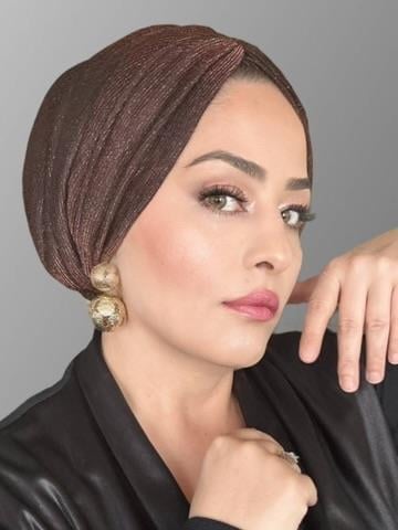 BRONZ KAHVE SİMLİ DRAPE DOLGULU  BONE