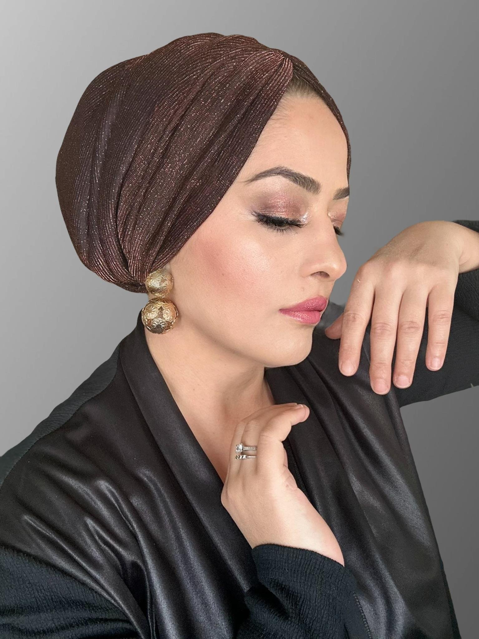 BRONZ KAHVE SİMLİ DRAPE DOLGULU  BONE