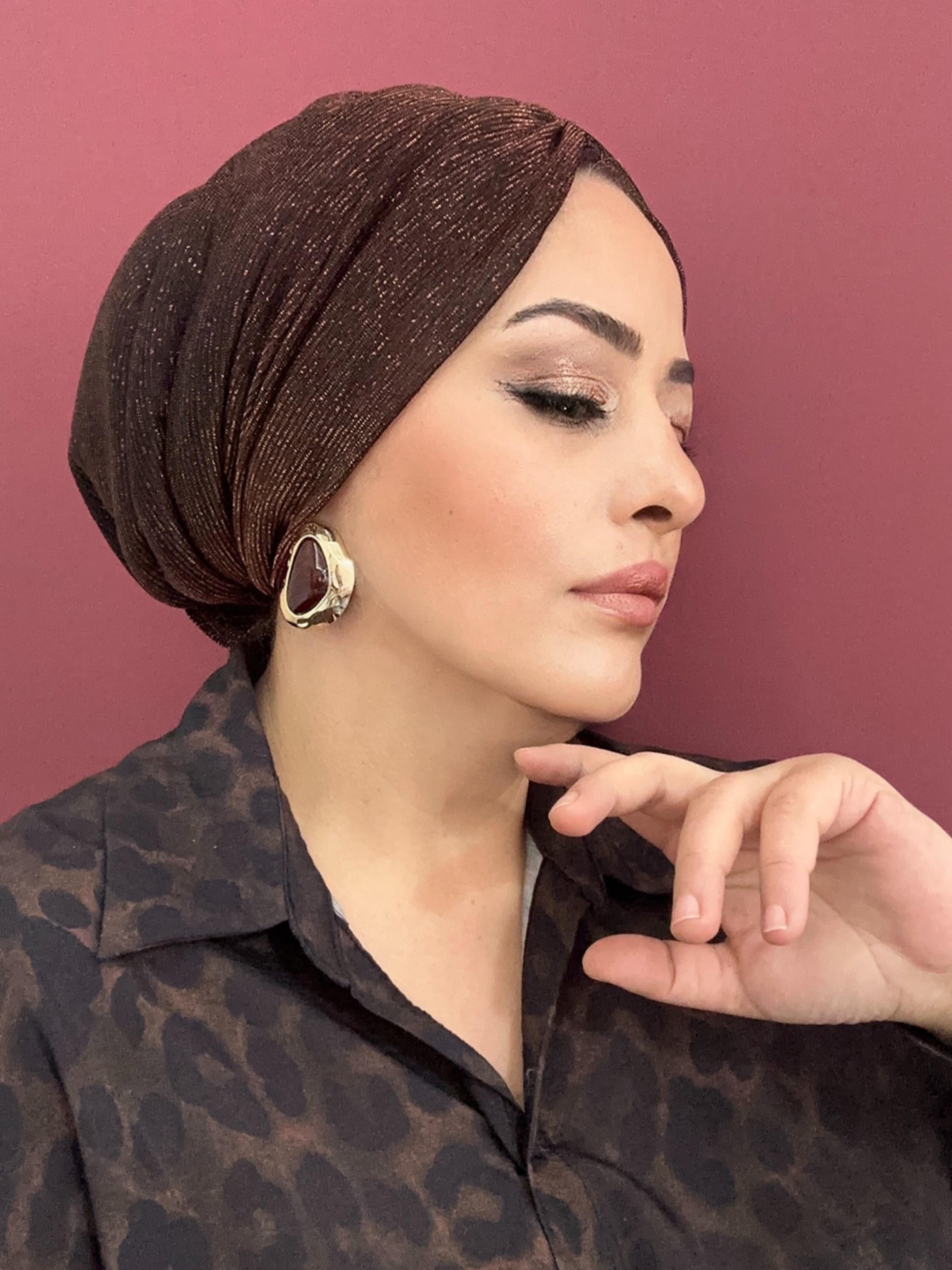BRONZ KAHVE SİMLİ DRAPE DOLGULU  BONE