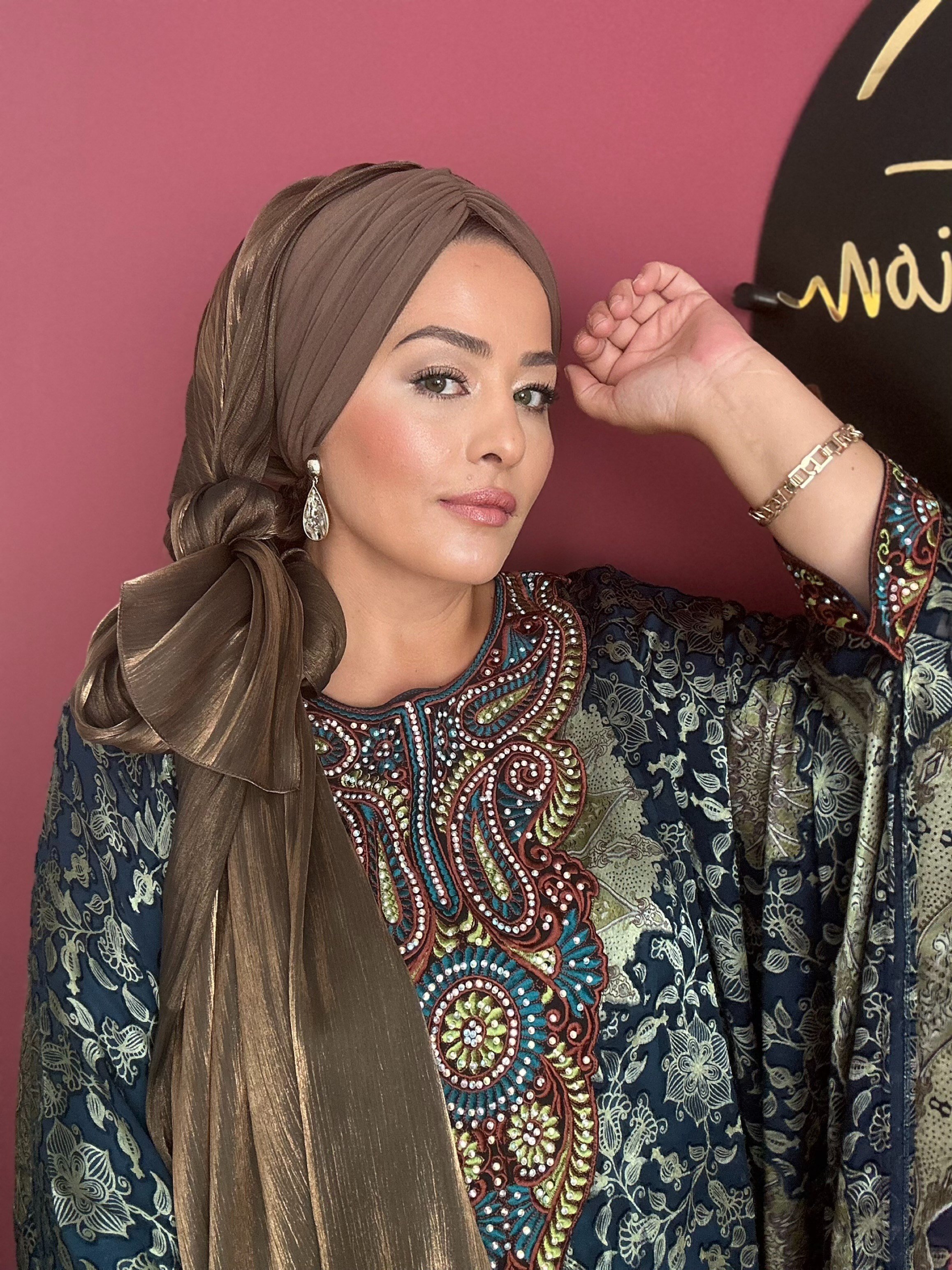 BRONZ  ORGANZE  JANJAN  ŞALLI DRAPE DOLGULU BONEŞAL