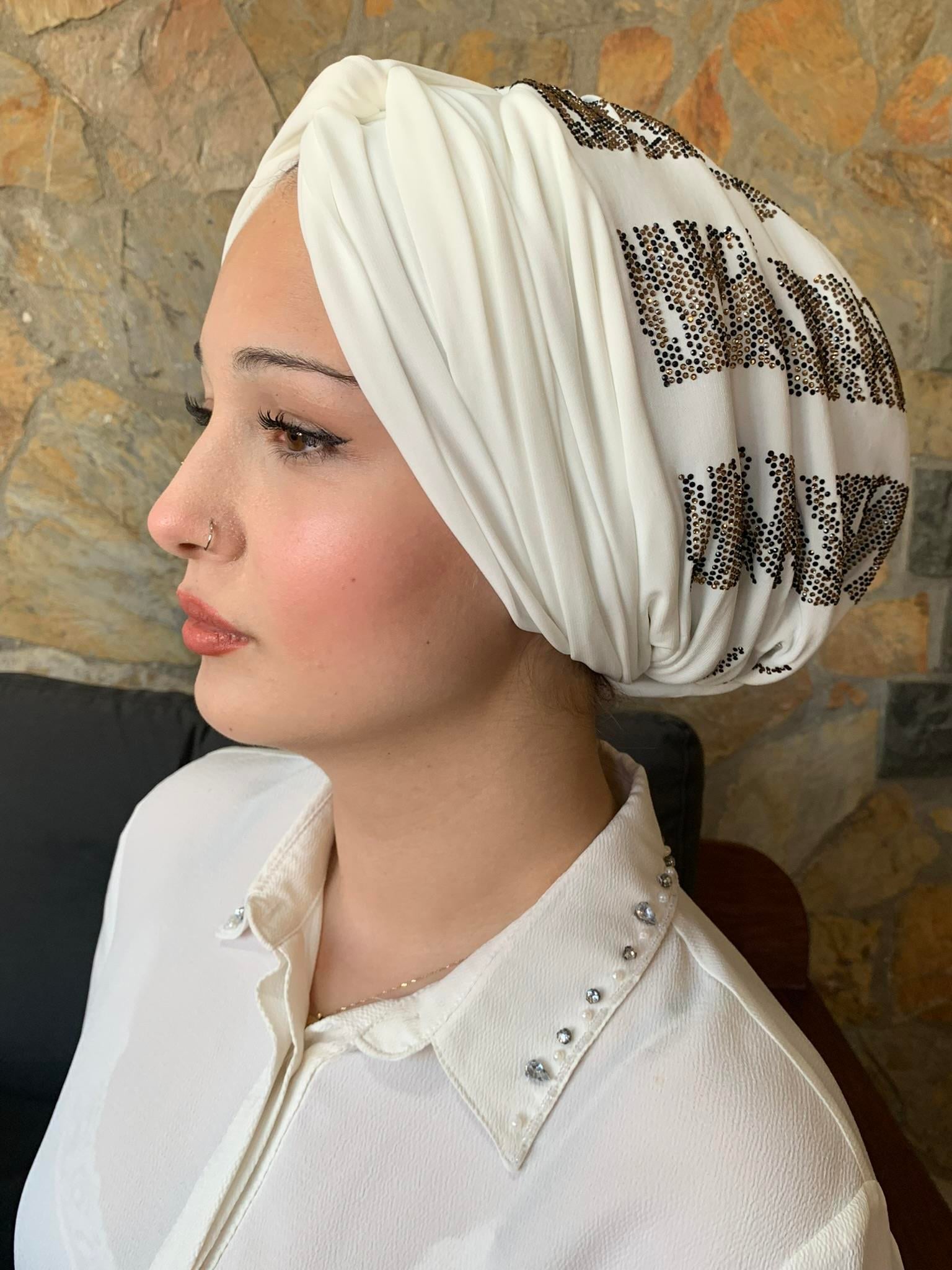 EKRU ŞERİT TAŞLI DOLGULU BONE