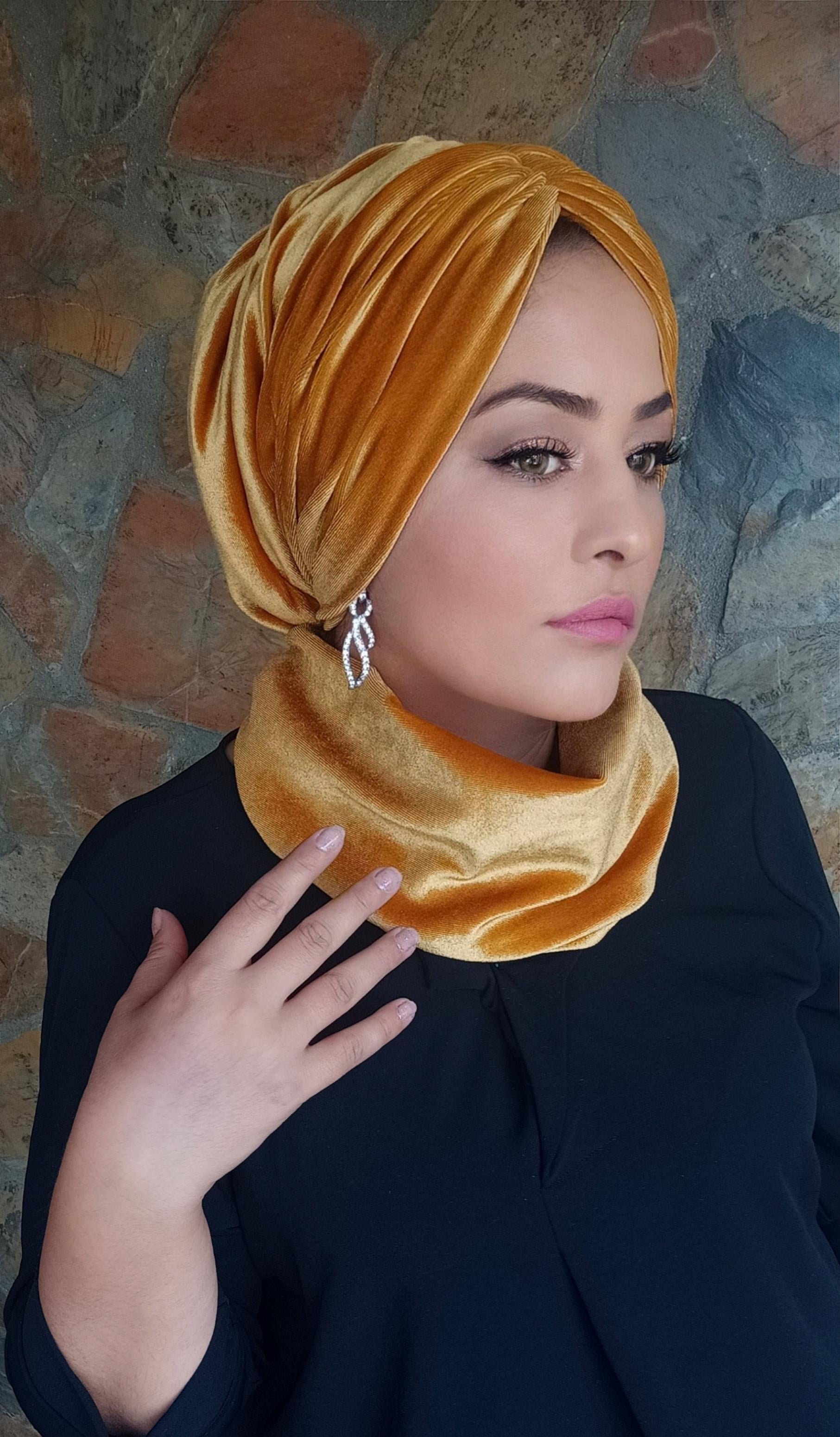KADİFE HARDAL DRAPE DOLGULU BONE