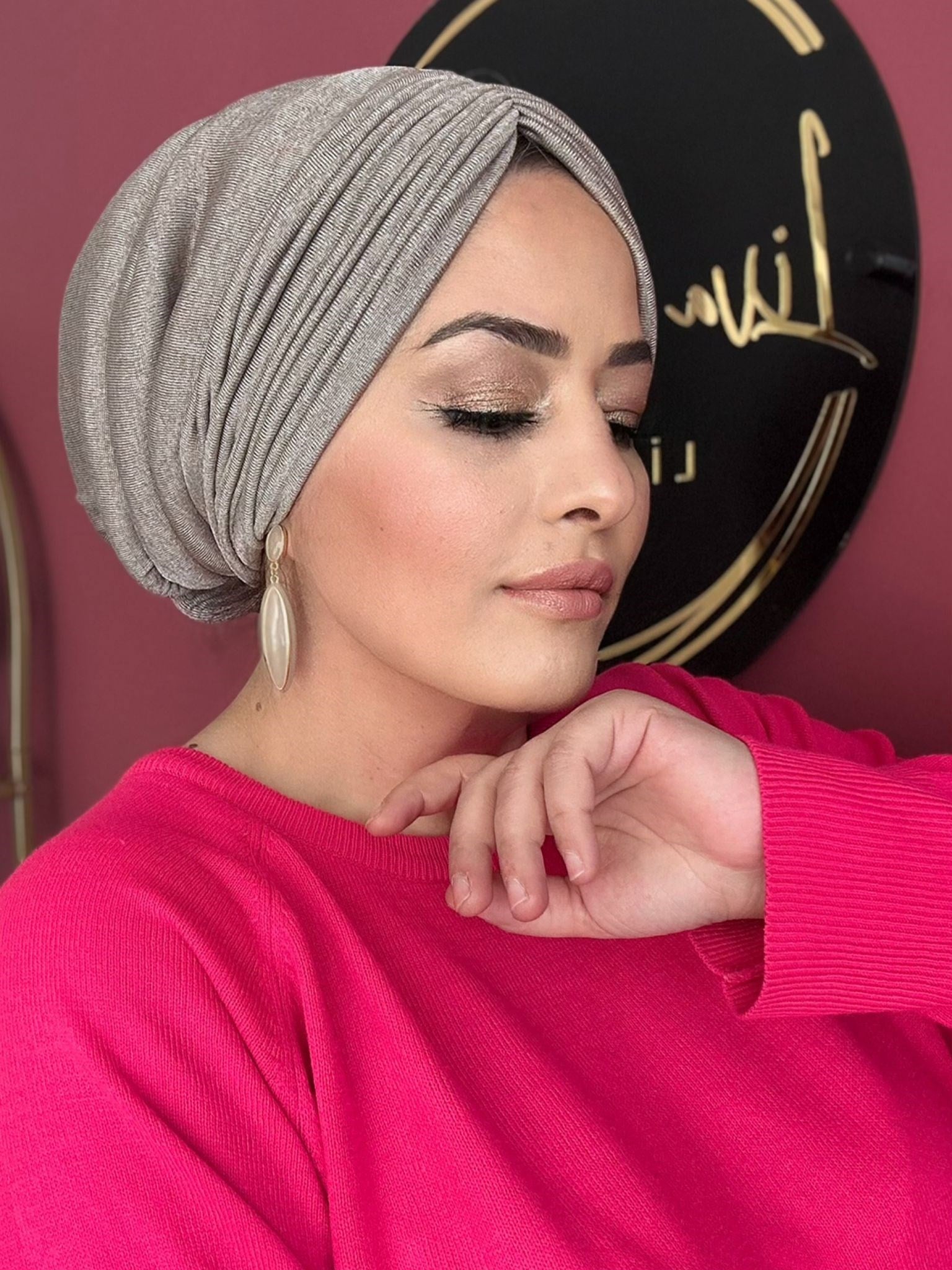 KIRÇILLI BEJ RENGİ DRAPE DOLGULU BONE
