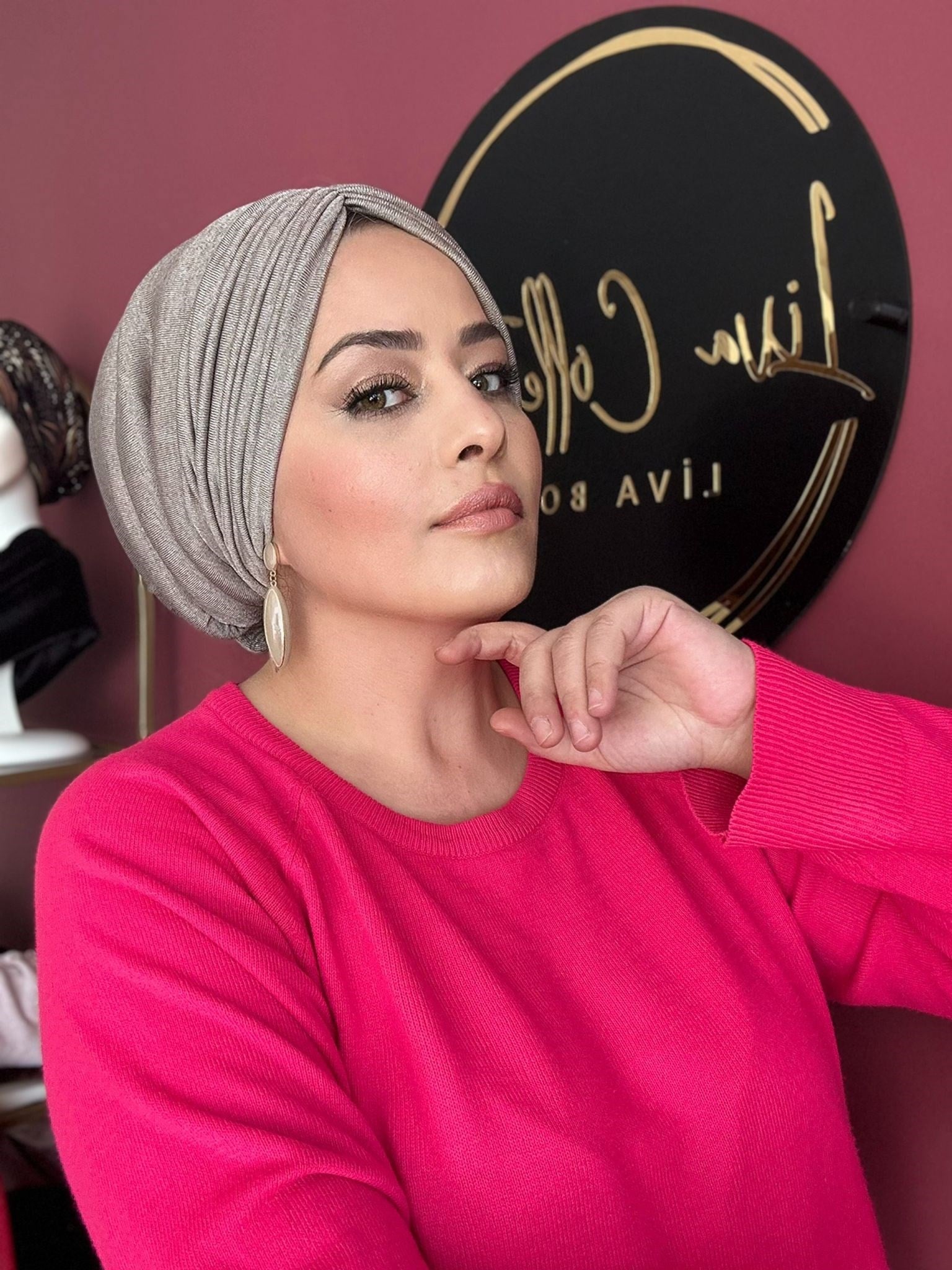 KIRÇILLI BEJ RENGİ DRAPE DOLGULU BONE