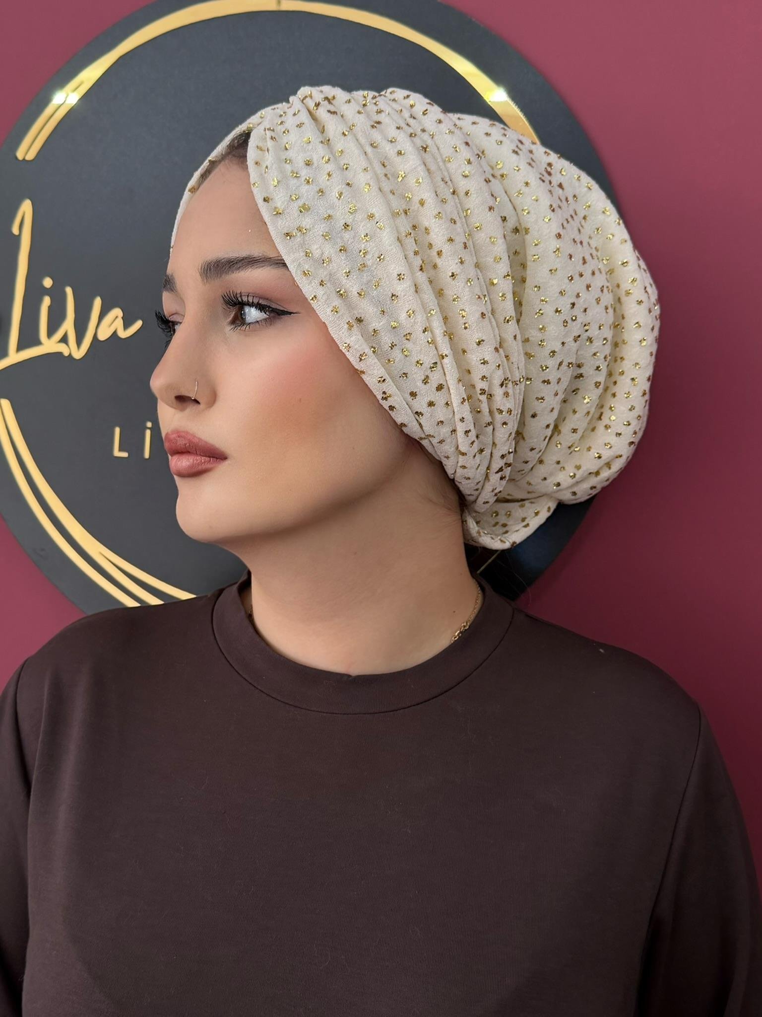 KREM SİMLİ DRAPE MODEL DOLGULU BONE