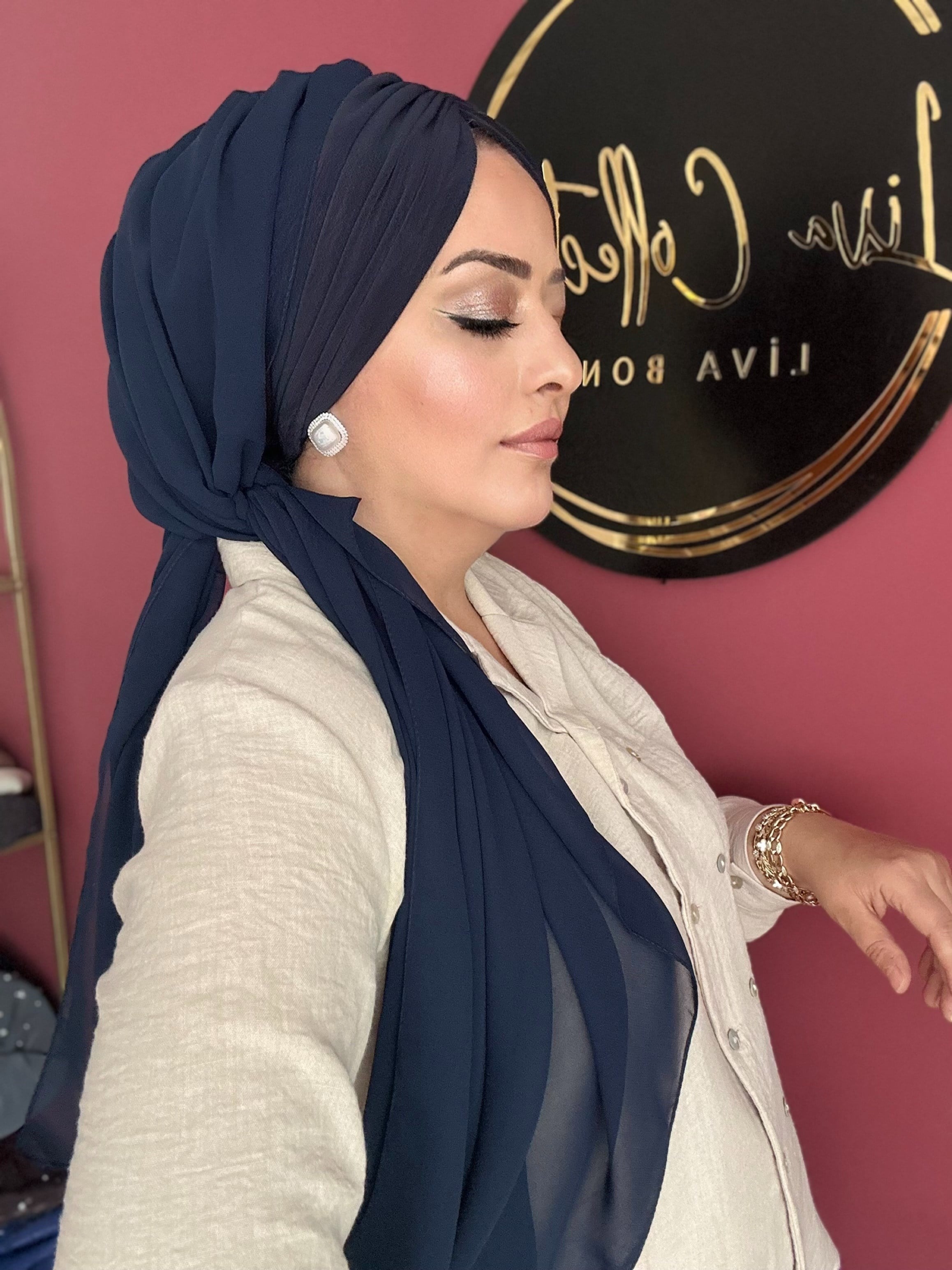 LACİVERT DRAPE MODEL DOLGULU BONEŞAL