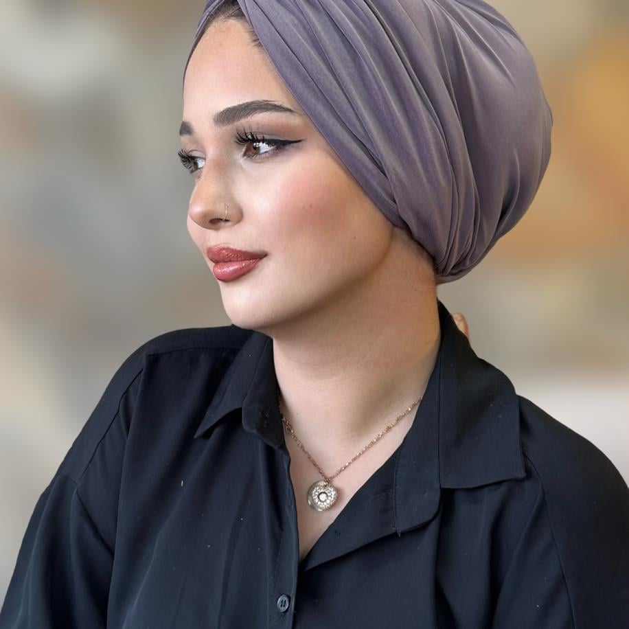 Leylak gri düğüm dolgulu bone