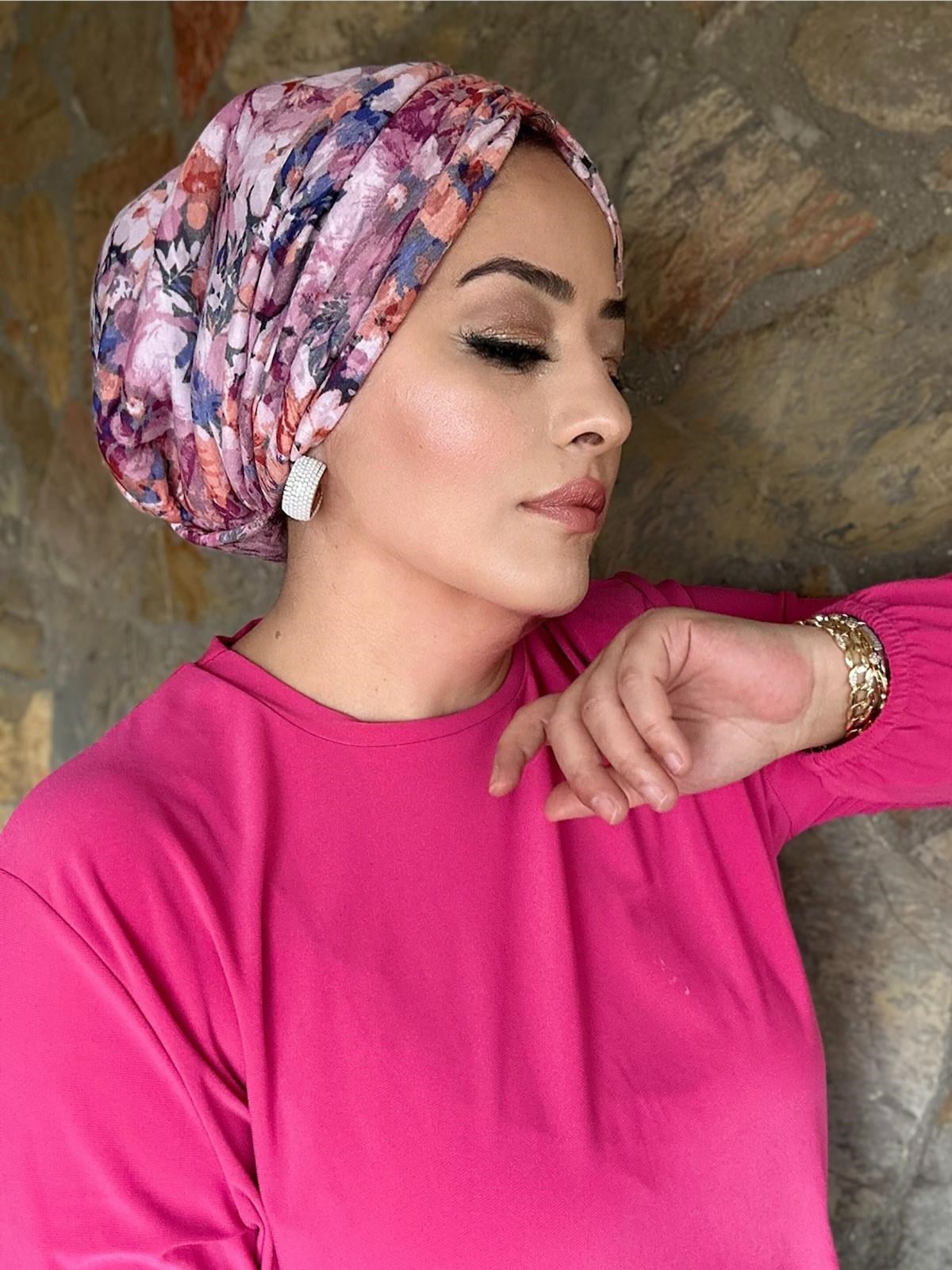 PEMBE DESENLİ DRAPE DOLGULU BONE