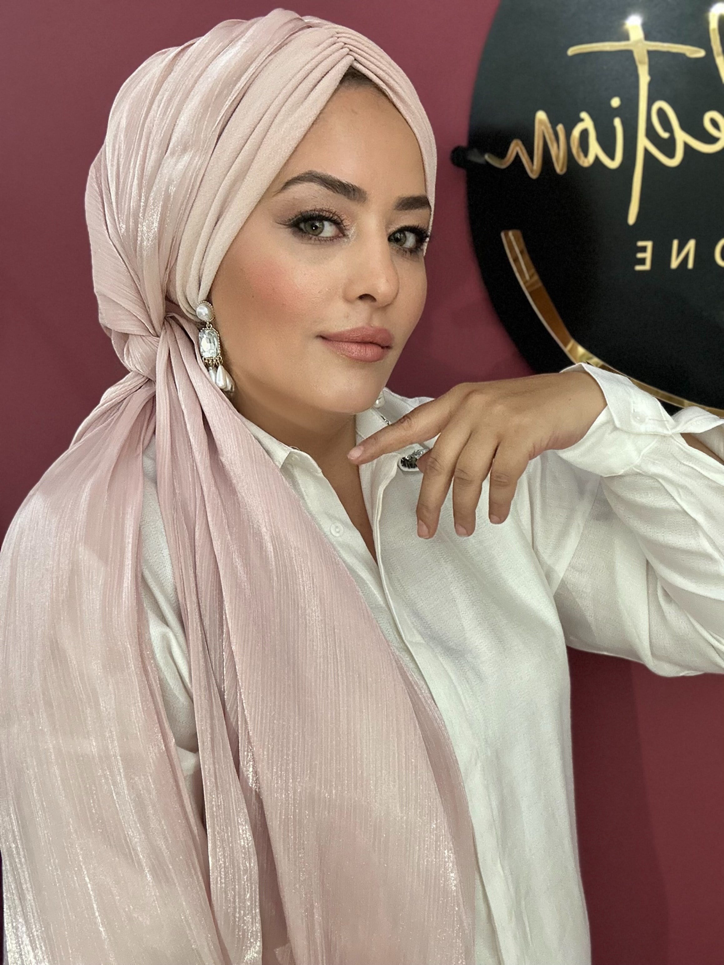 PUDRA PEMBE JAN JAN ORGANZE ŞALLI DRAPE MODEL DOLGULU BONEŞAL