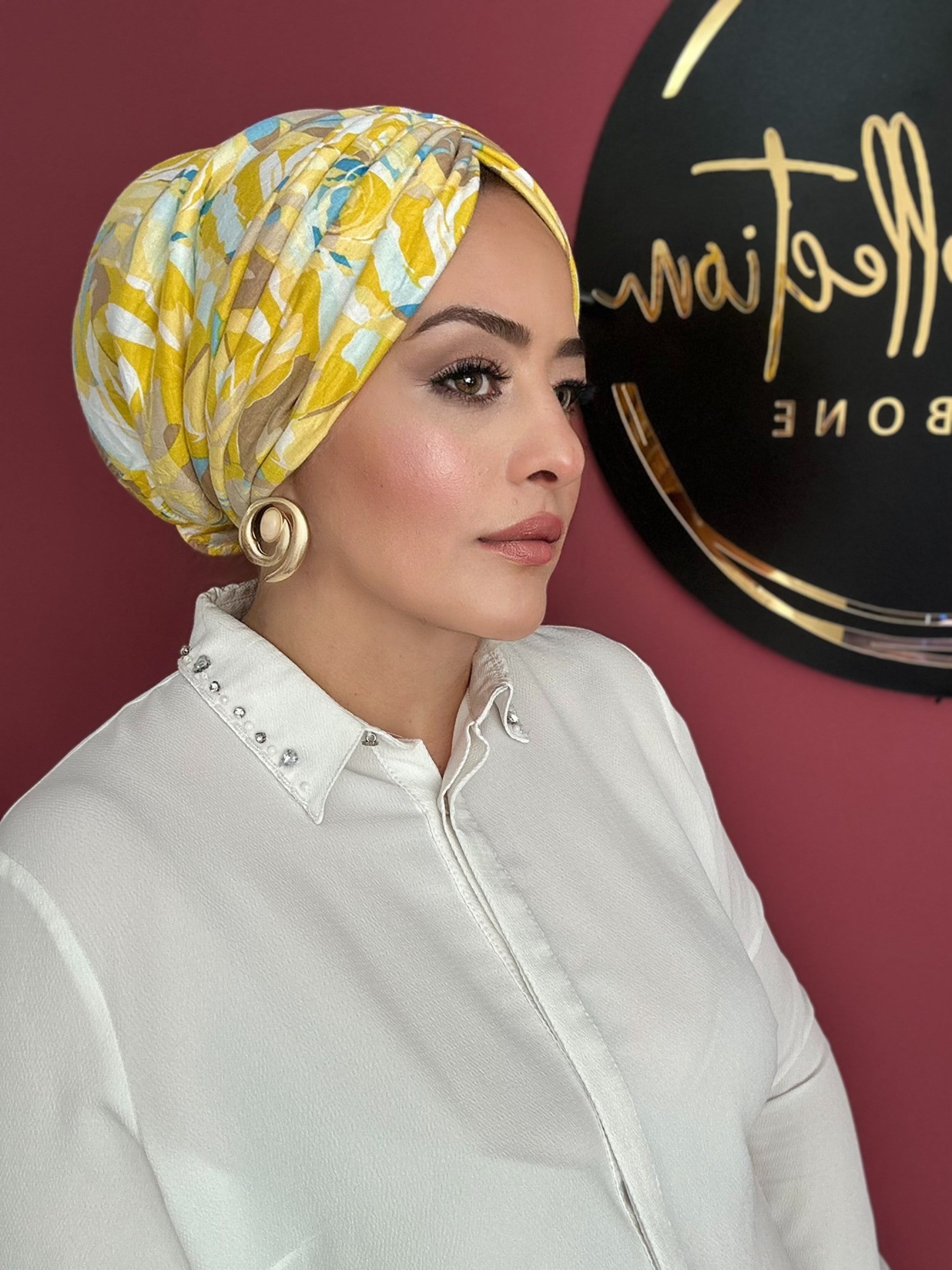 SARI DESENLİ DRAPE DOLGULU BONE