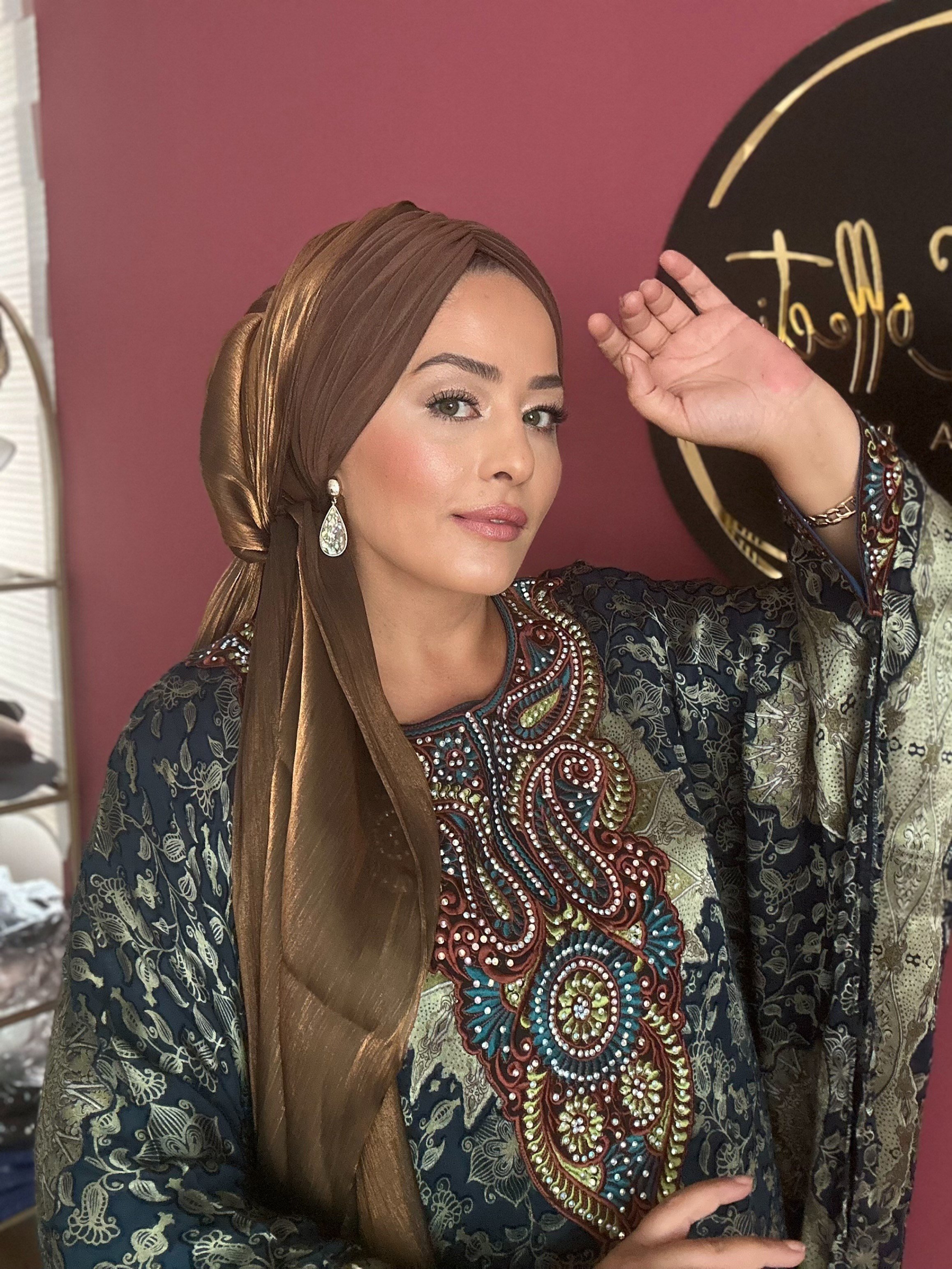 SICAK ÇİKOLATA ORGANZE ŞALLI DRAPE DOLGULU BONEŞAL 
