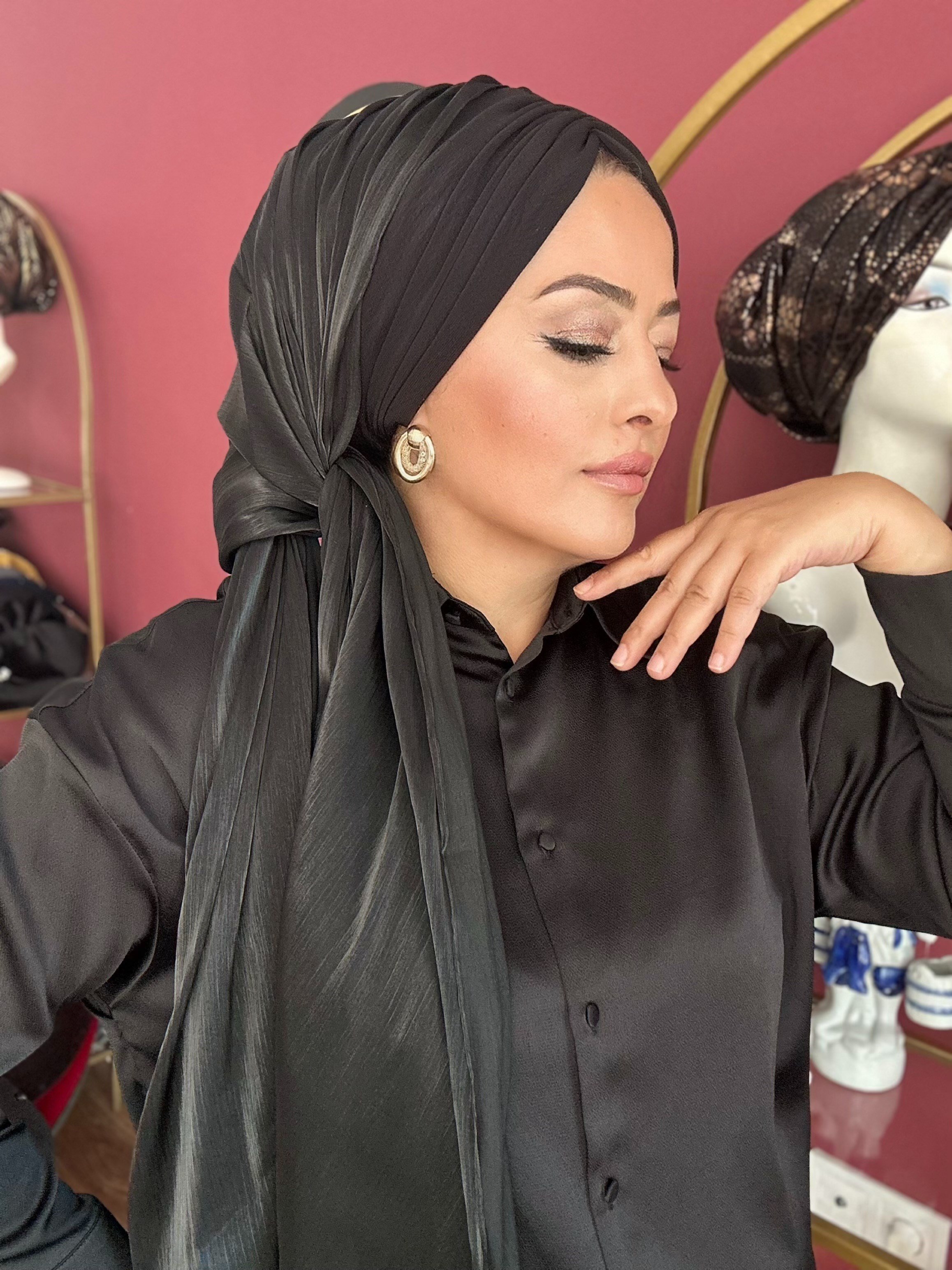 SİYAH DRAPE MODEL JAN JAN ORGANZE  ŞALLI BONEŞAL 