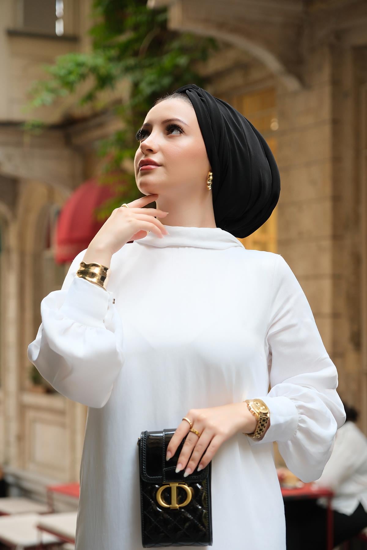 siyah düğüm dolgulu bone