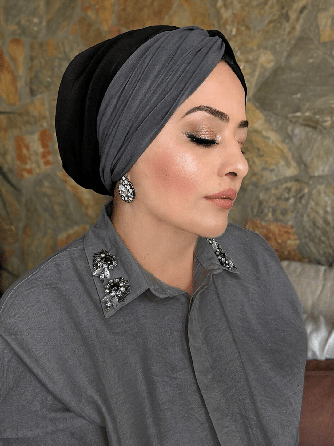 SİYAH & GRİ DÜĞÜM DOLGULU BONE